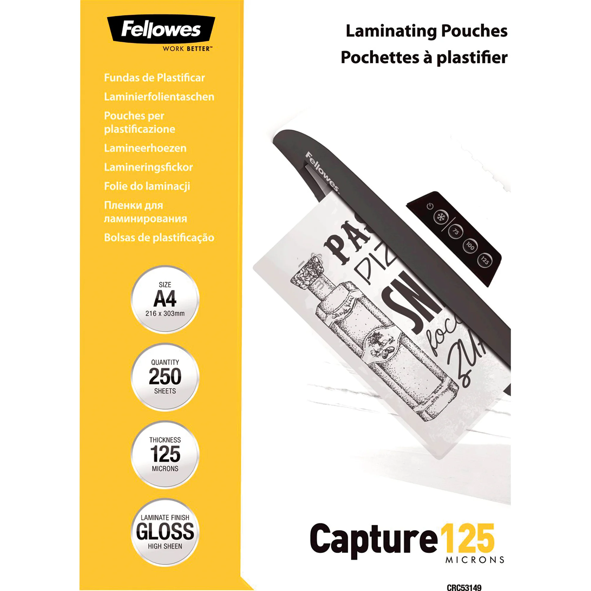 Fellowes Laminierfolientasche, DIN A4, 250 mic, Value Pack (EAN: 0043859521852)