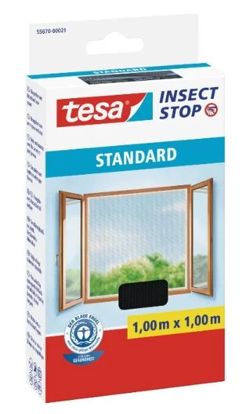 tesa Fliegengitter INSECT STOP für Fenster, 1,00 m x 1,00 m, anthrazit (EAN: 4042448059215)