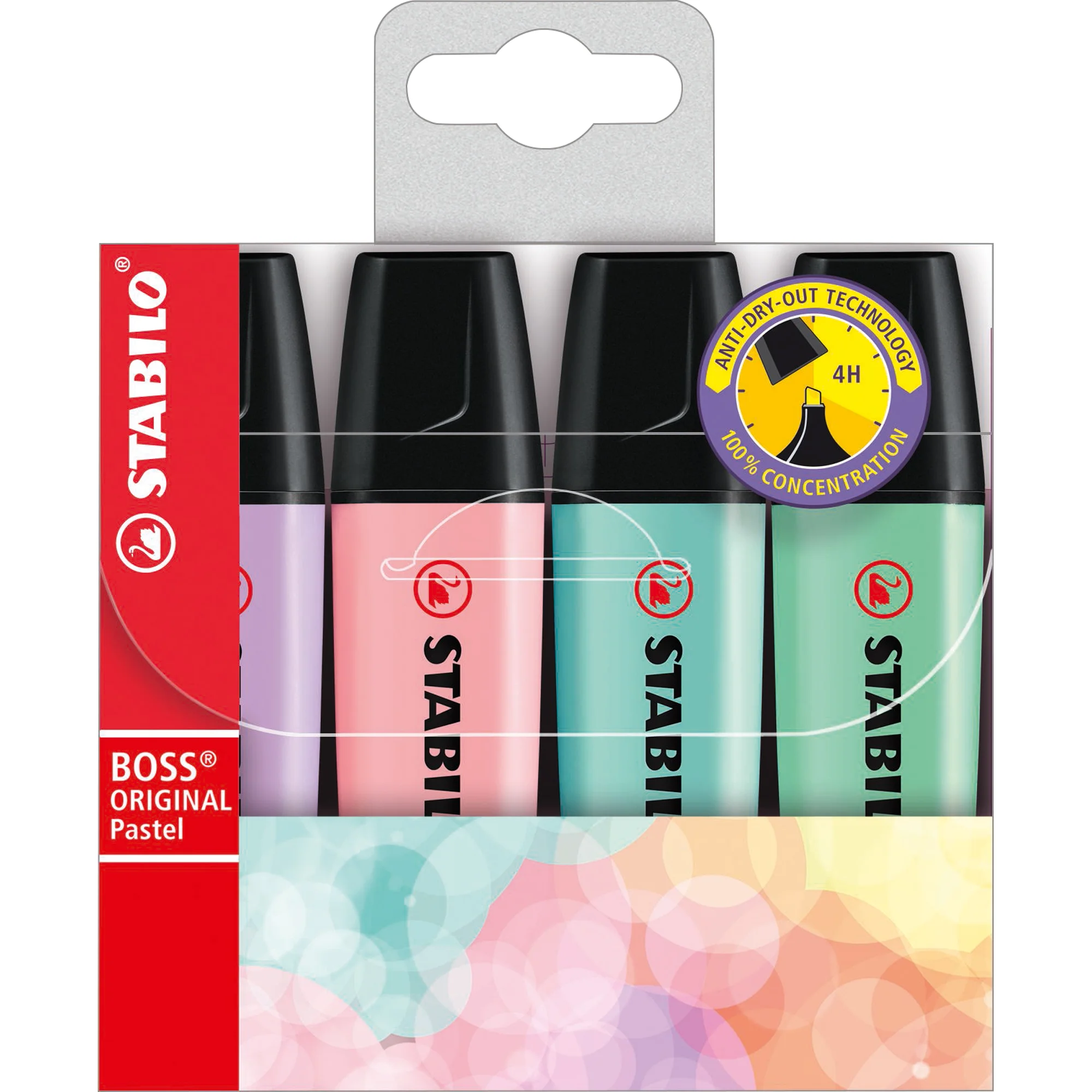 STABILO Textmarker BOSS ORIGINAL Pastel, 4er Kunststoffetui (EAN: 4006381492867)