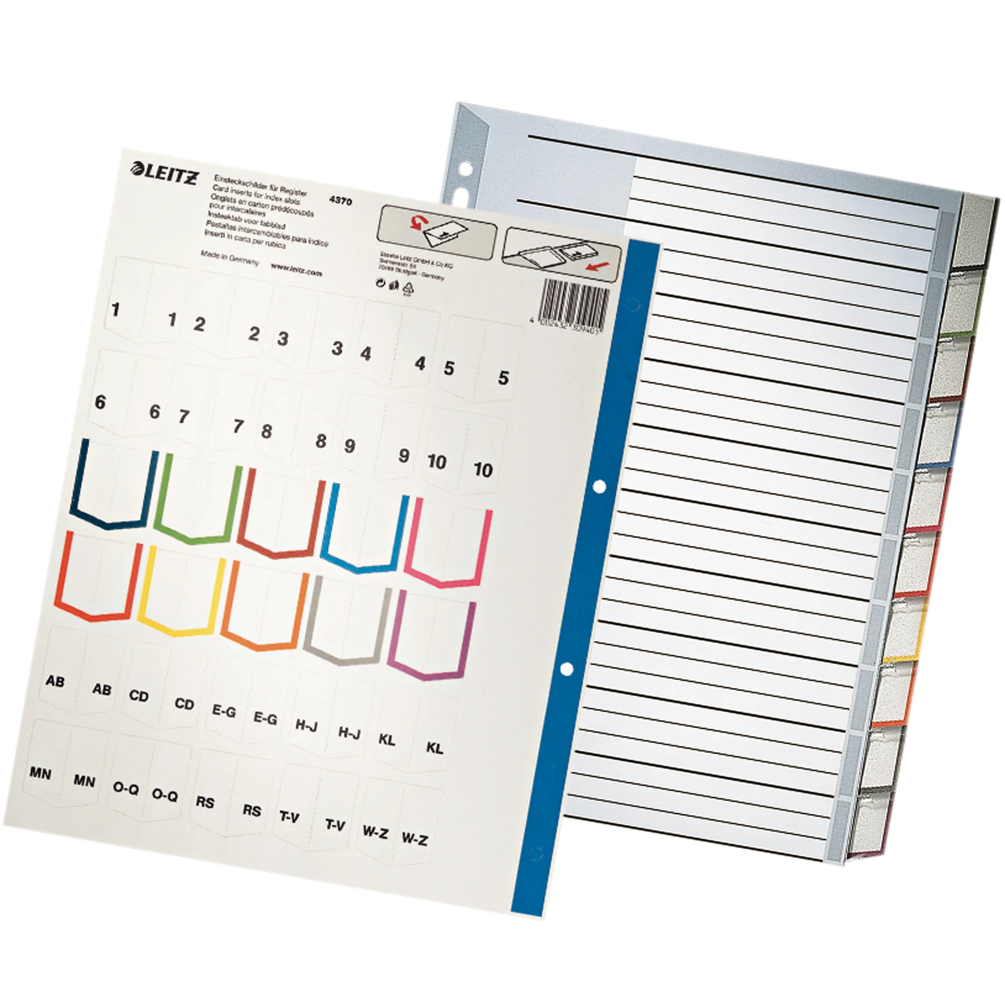 LEITZ Kunststoff-Register, blanko, A4 Überbreite, 10-teilig (EAN: 4002432309405)