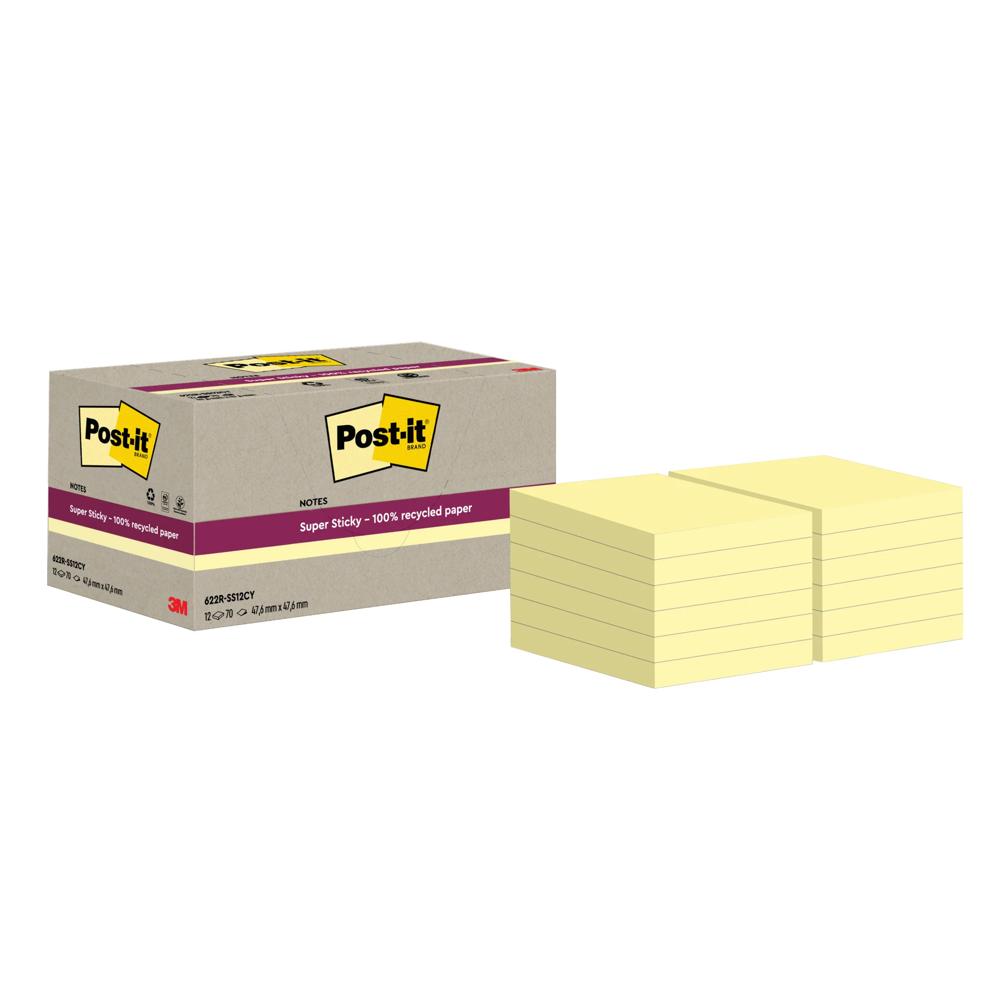 Post-it Haftnotizen super sticky Recycling notes, gelb (EAN: 4064035060015)