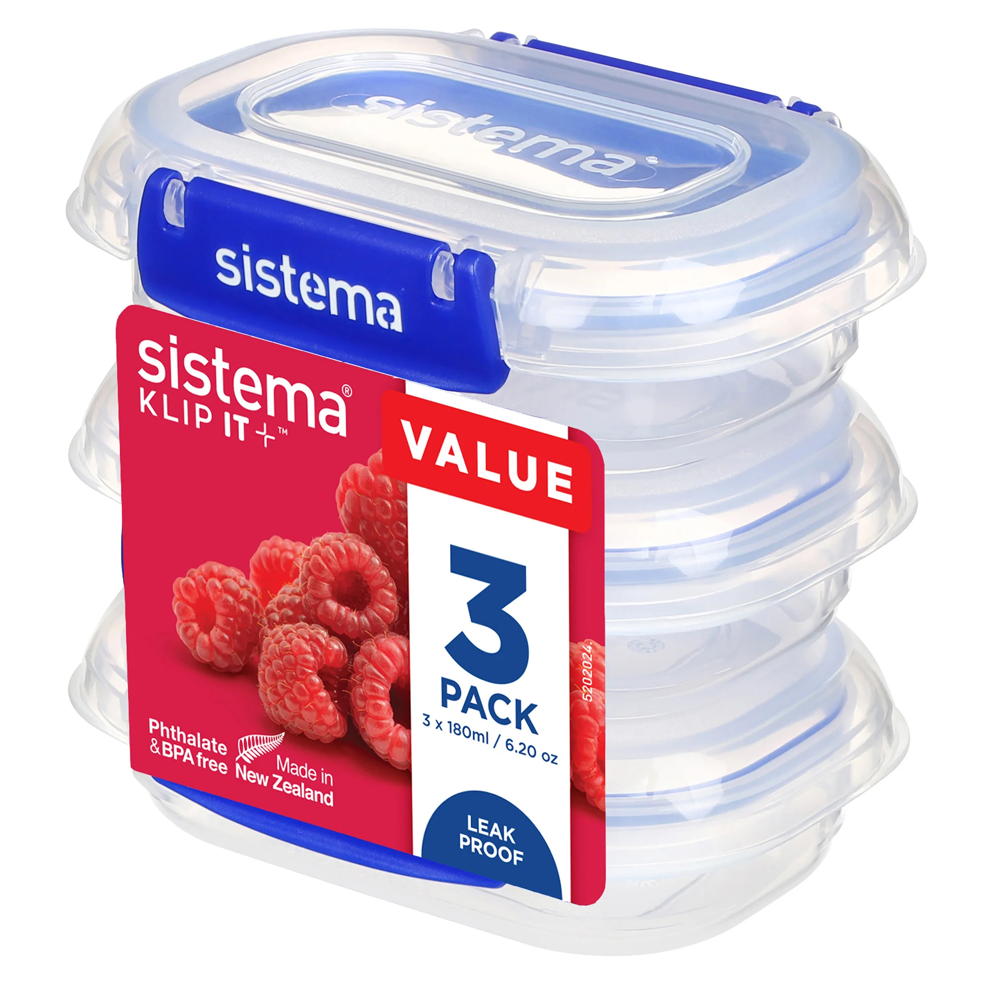 Sistema Frischhaltedose KLIP IT PLUS, 180 ml, blau, 3er Set (EAN: 9414202885234)