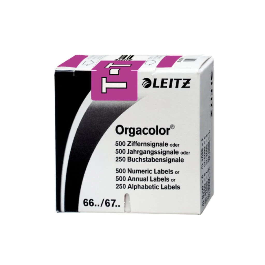 LEITZ Buchstabensignal Orgacolor "T", auf Rolle, violett (EAN: 4002432314348)