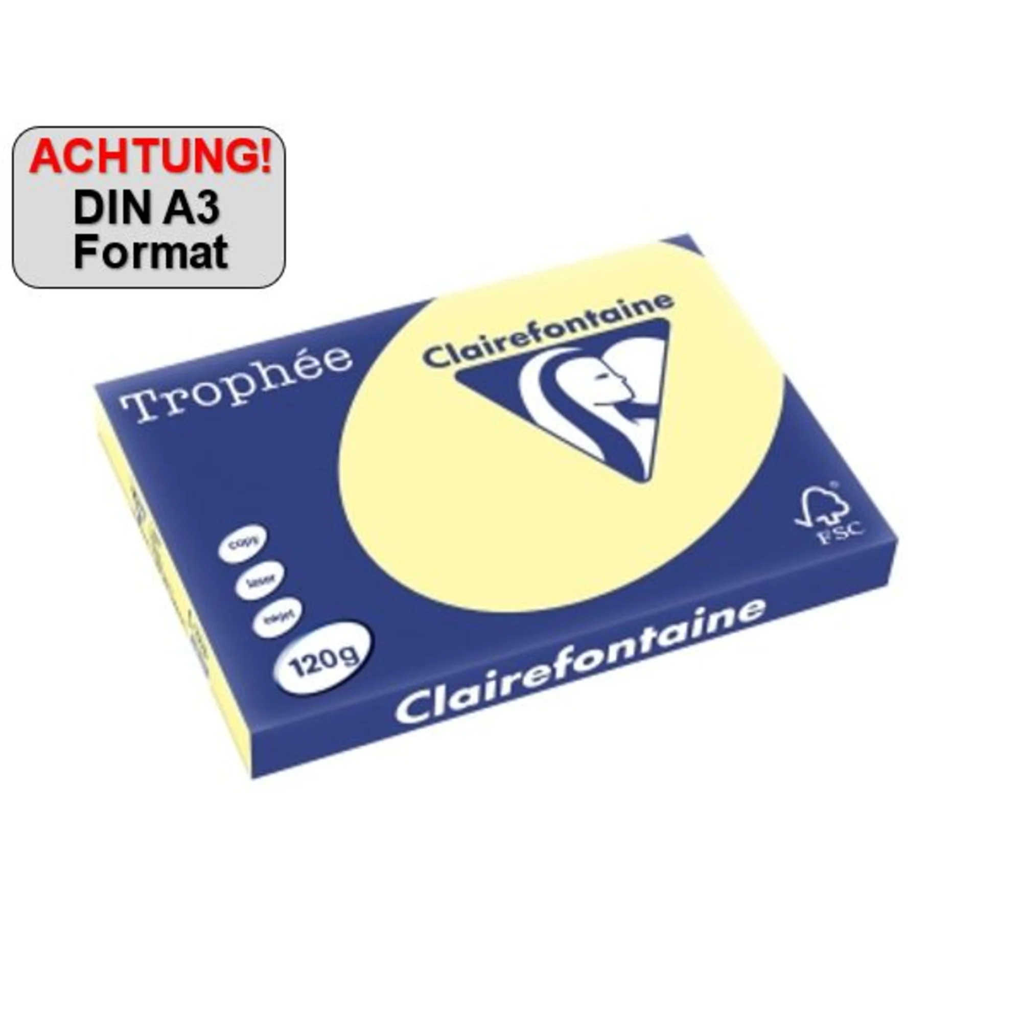 Clairefontaine Multifunktionspapier Trophée, DIN A3, gelb (EAN: 3329680264005)