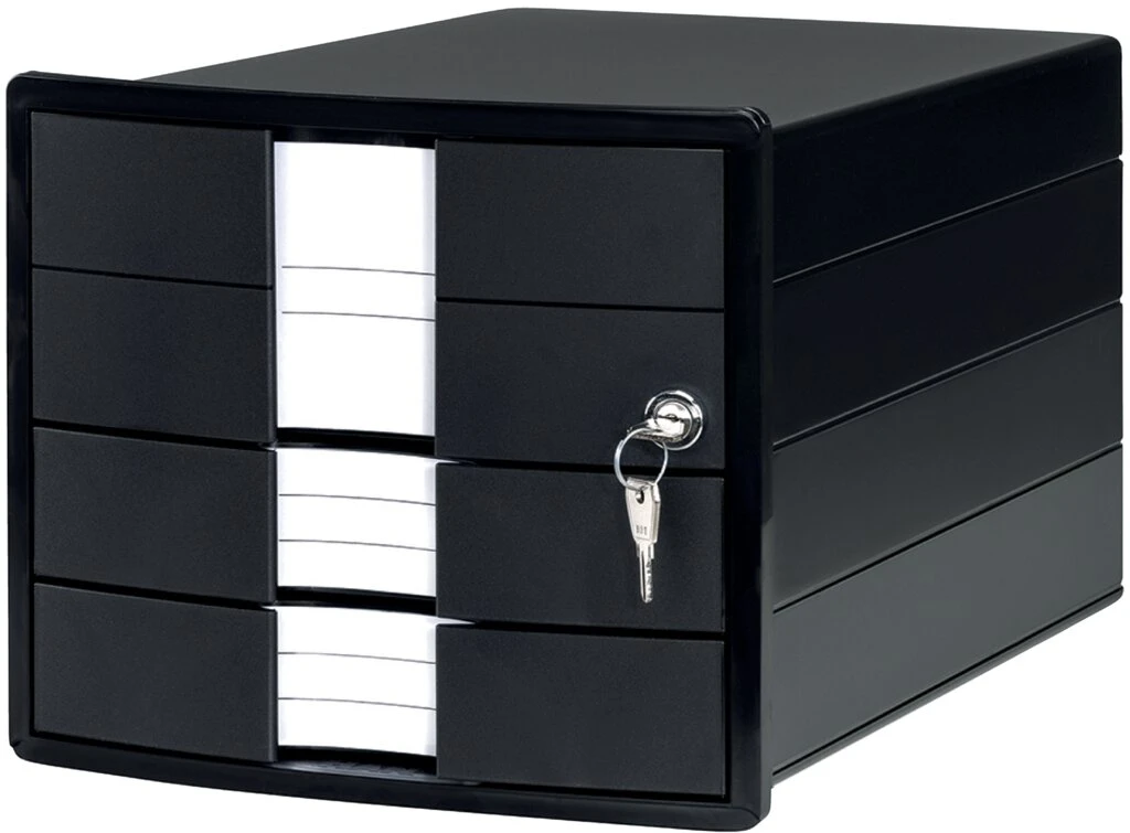 HAN Schubladenbox IMPULS, 3 Schübe, mit Schloss, schwarz (EAN: 4012473100978)