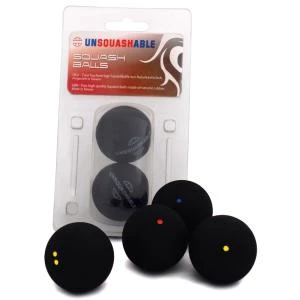 UNSQUASHABLE Squashball, schwarz, extra langsam, 2er Blister (EAN: 4005469822138)