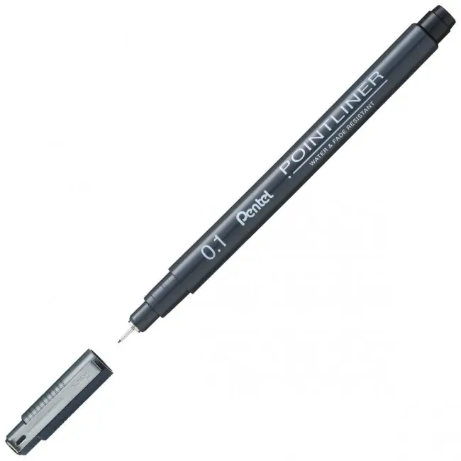 PentelArts Permanent Fineliner Pointliner, schwarz, 0,1 mm (EAN: 0884851041906)