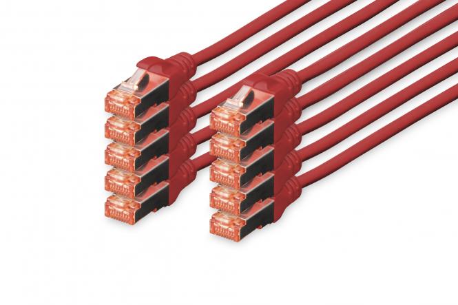 DIGITUS Patchkabel Kat. 6, S/FTP, 1,0 m, rot, Set (EAN: 4016032441618)