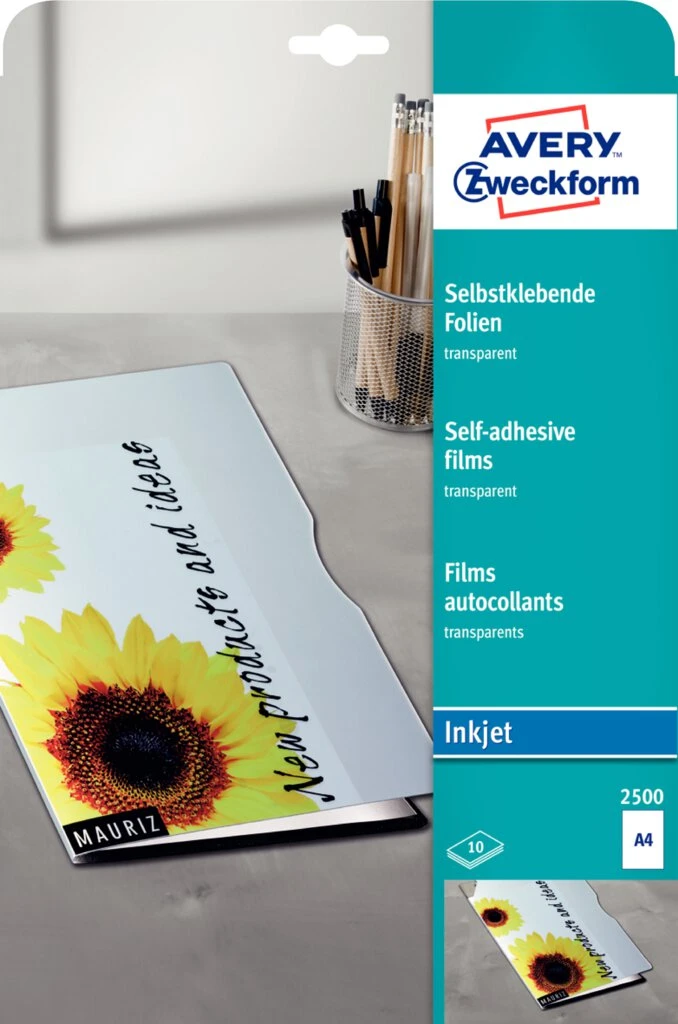AVERY Zweckform Inkjet Folien, A4, klar, Stärke 0,17 mm (EAN: 4004182025000)