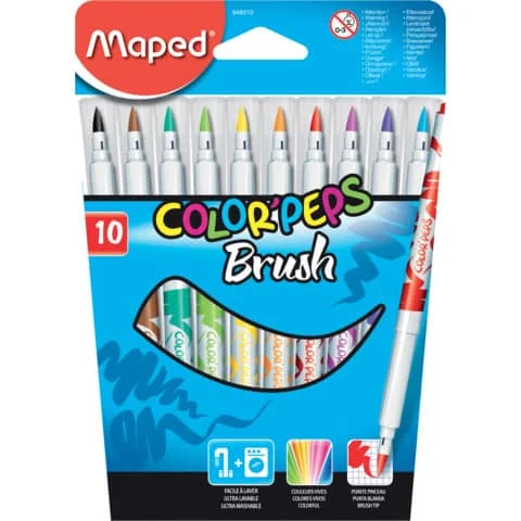 Maped Fasermaler COLOR'PEPS Brush, 10er Kartonetui (EAN: 3154148480105)