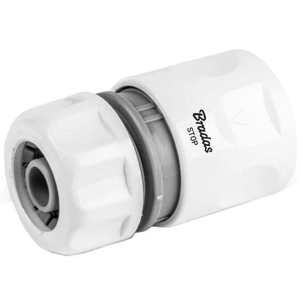 Bradas Schlauchkupplung WHITE LINE mit Wasserstopp, 1/2", weiß (EAN: 5904182442793)