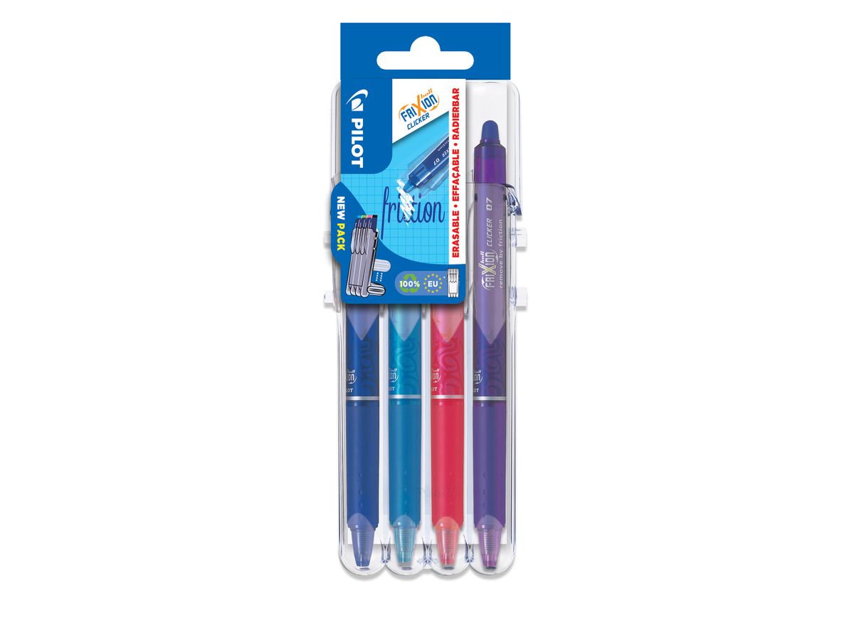 PILOT Tintenroller FRIXION BALL CLICKER 07 Set2Go, 4er Etui (EAN: 3131910573456)