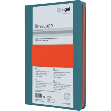 sigel Notizbuch Linescape, DIN A5, liniert, blau/neonorange (EAN: 4004360770593)