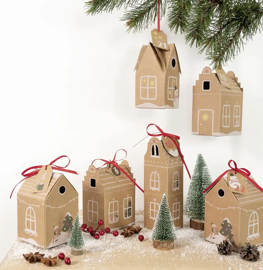 folia Adventskalender-Set HYGGE DORF, 49-teilig, rot (EAN: 4001868124651)