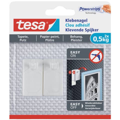 tesa Powerstrips Klebenagel für Tapeten und Putz, 0,5 kg (EAN: 4042448340467)