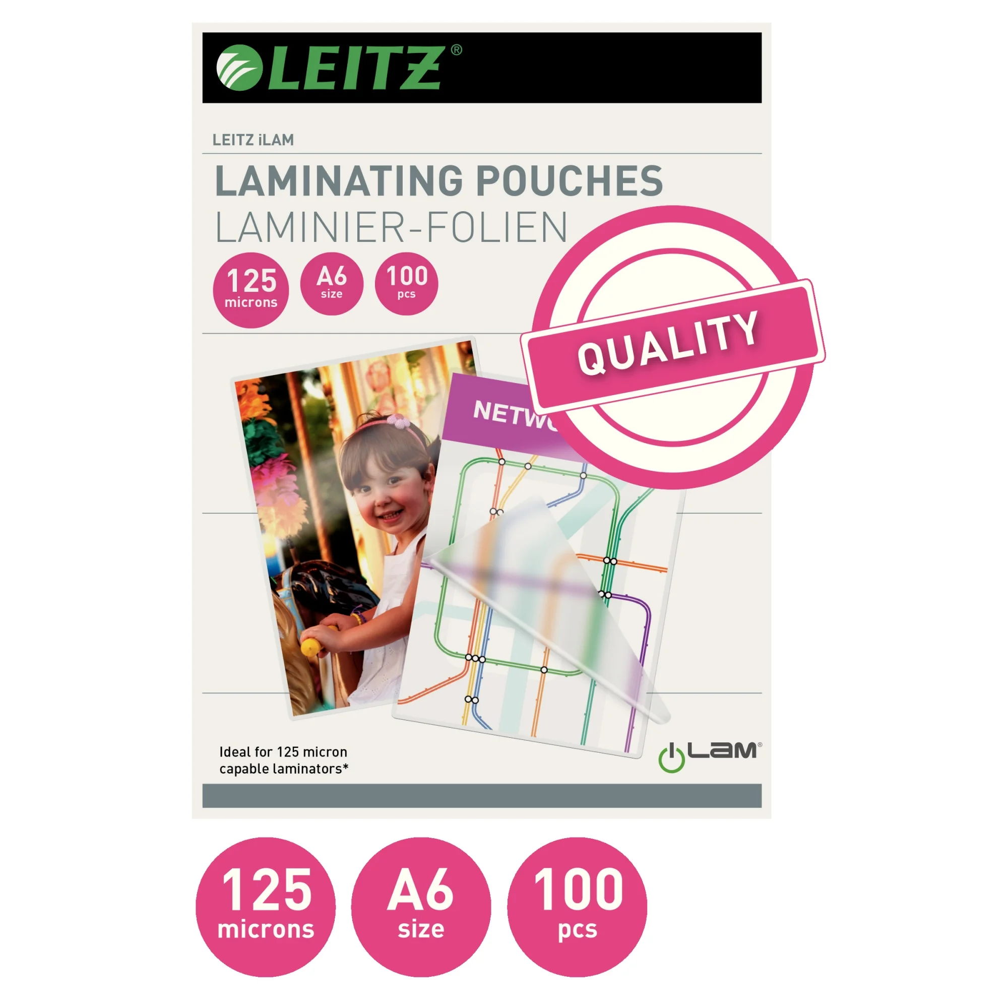 LEITZ Laminierfolientasche, DIN A6, glänzend, 250 mic (EAN: 5411313338066)