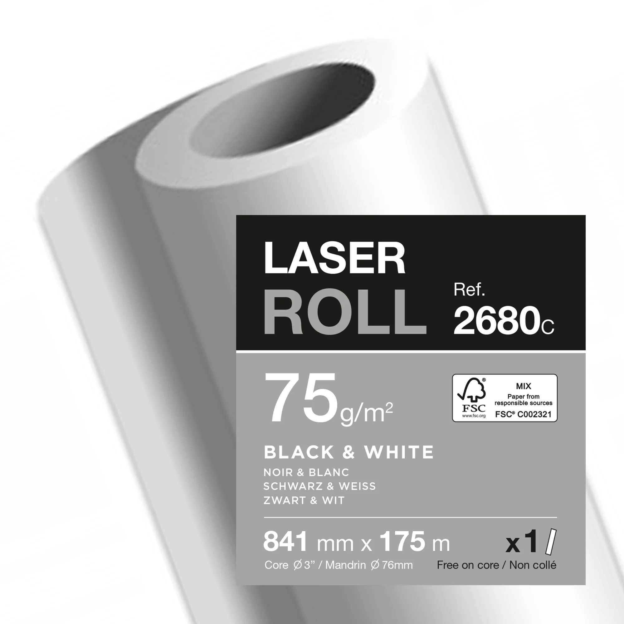 Clairefontaine Laser-Plotterrolle, (B)841 mm x (L)175 m (EAN: 3329680268003)