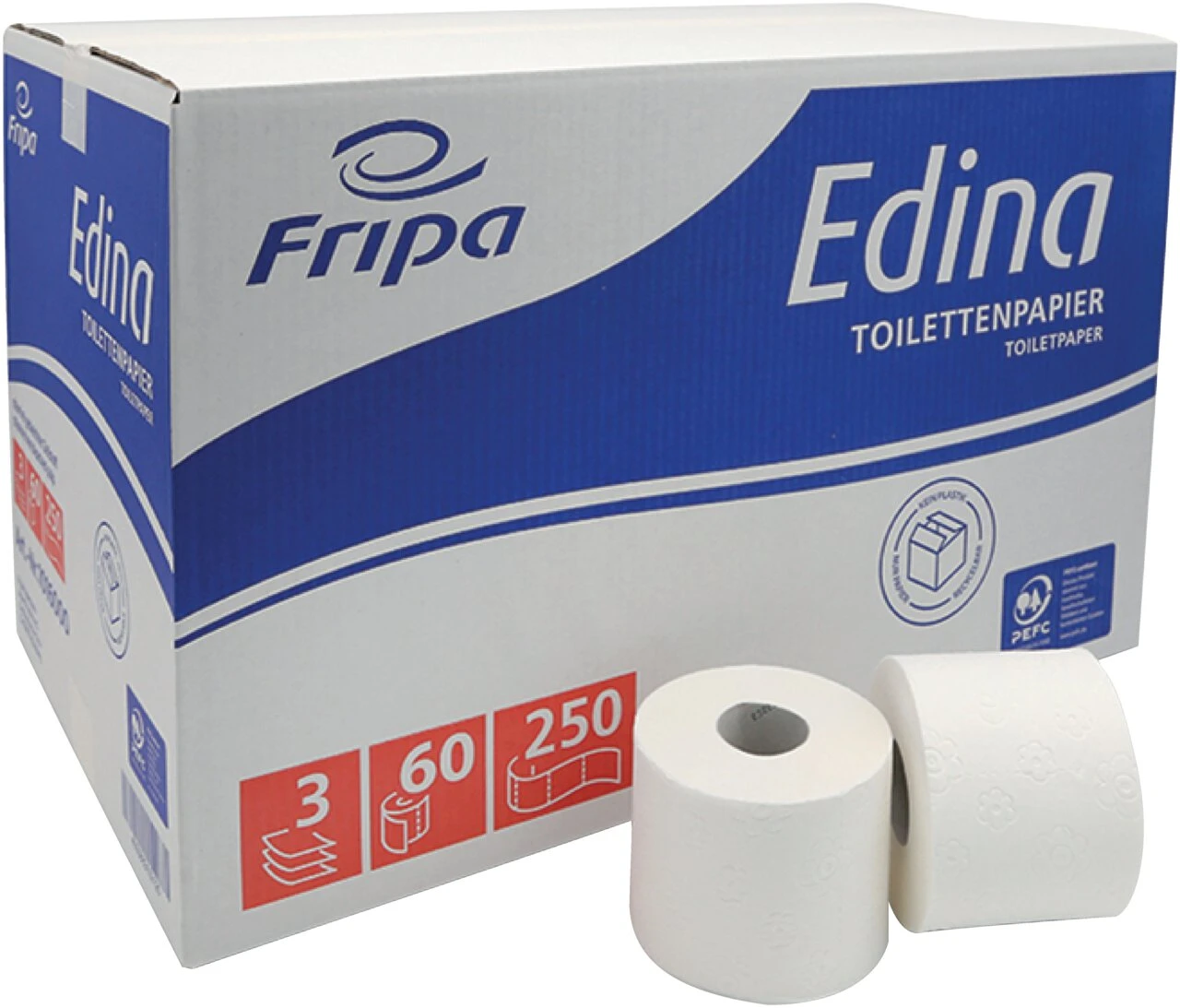 Fripa Toilettenpapier Edina, 3-lagig, hochweiß, Großpackung (EAN: 4000883102125)