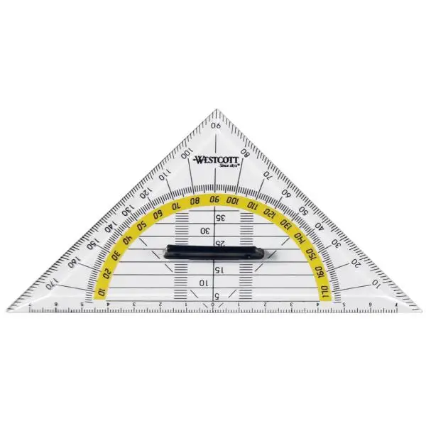 WESTCOTT Geometriedreieck, Hypotenuse: 140 mm, mit Griff (EAN: 4027521512207)