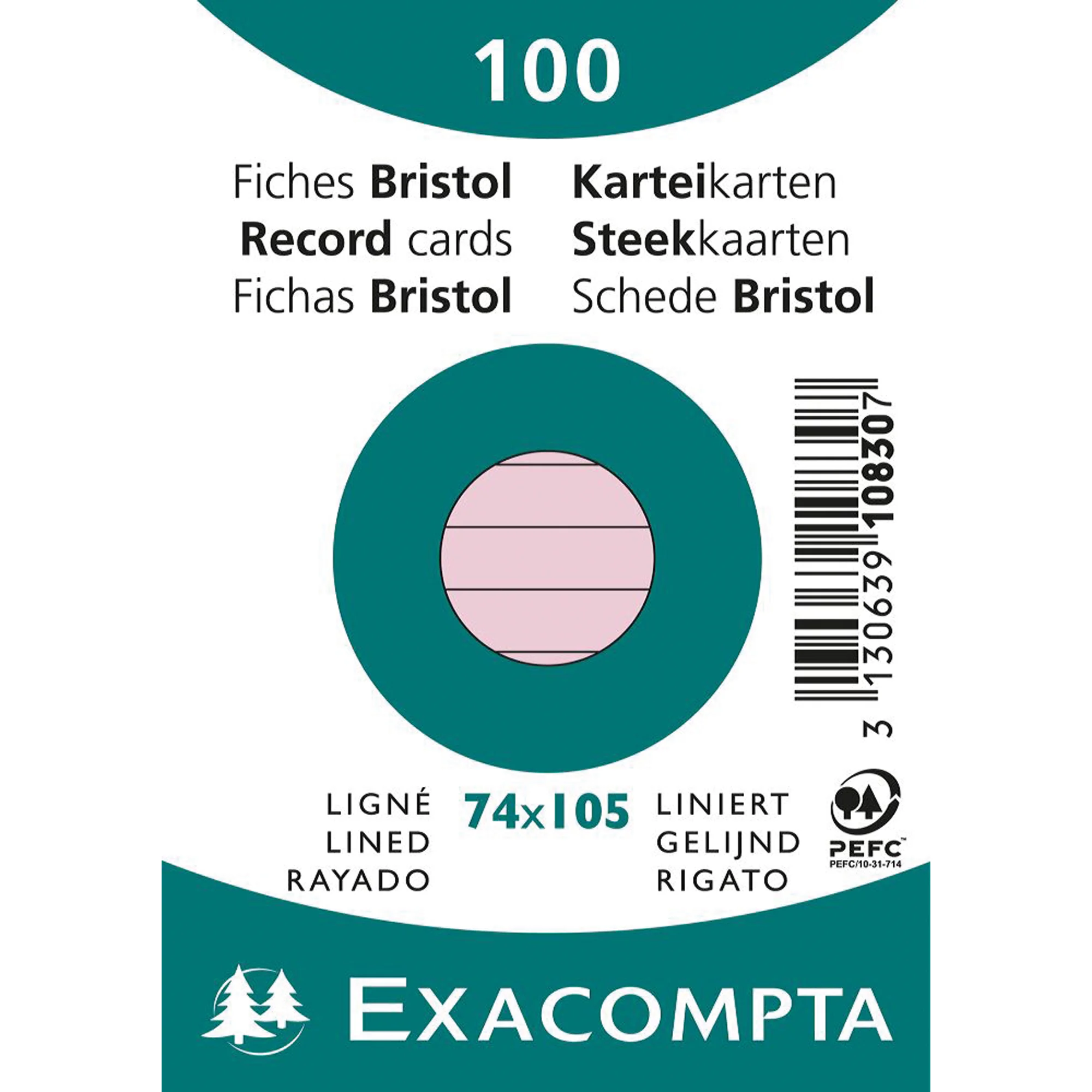 EXACOMPTA Karteikarten, DIN A7, liniert, rosa (EAN: 3130639108307)
