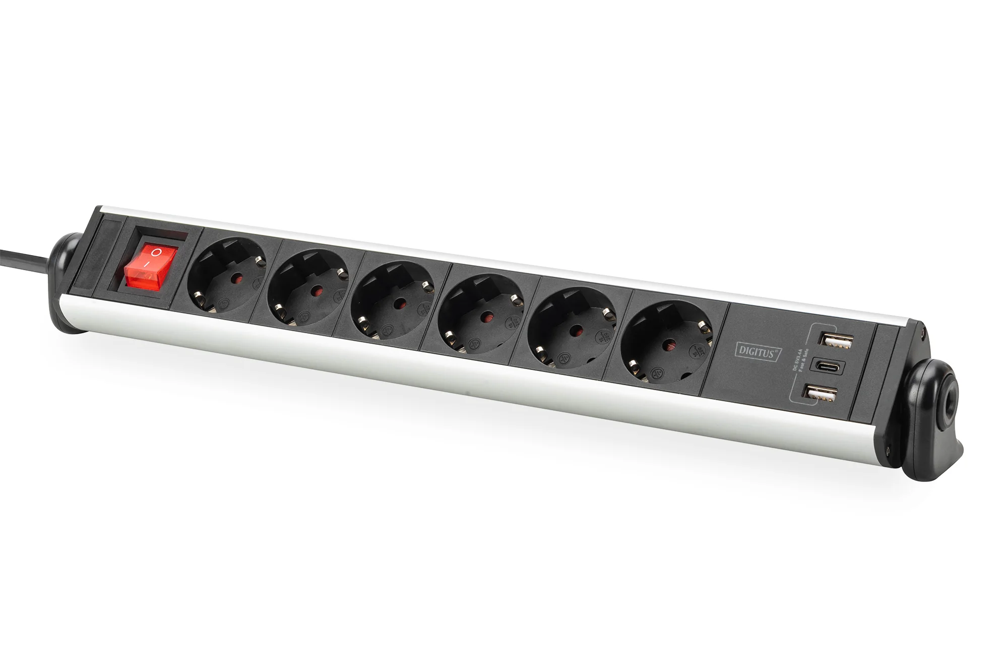 DIGITUS Office-Steckdosenleiste, 6-fach, 3x USB, Schalter (EAN: 4016032487012)