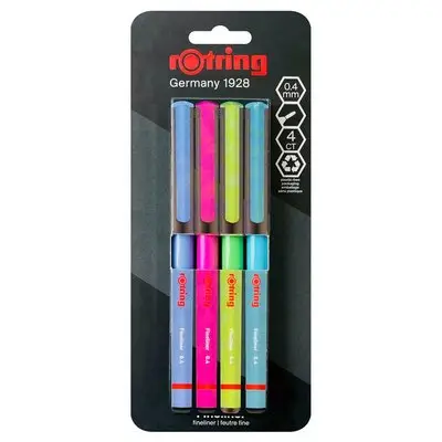 rotring Fineliner, Strichstärke: 0,4 mm, 4er Blister (EAN: 3026981663314)