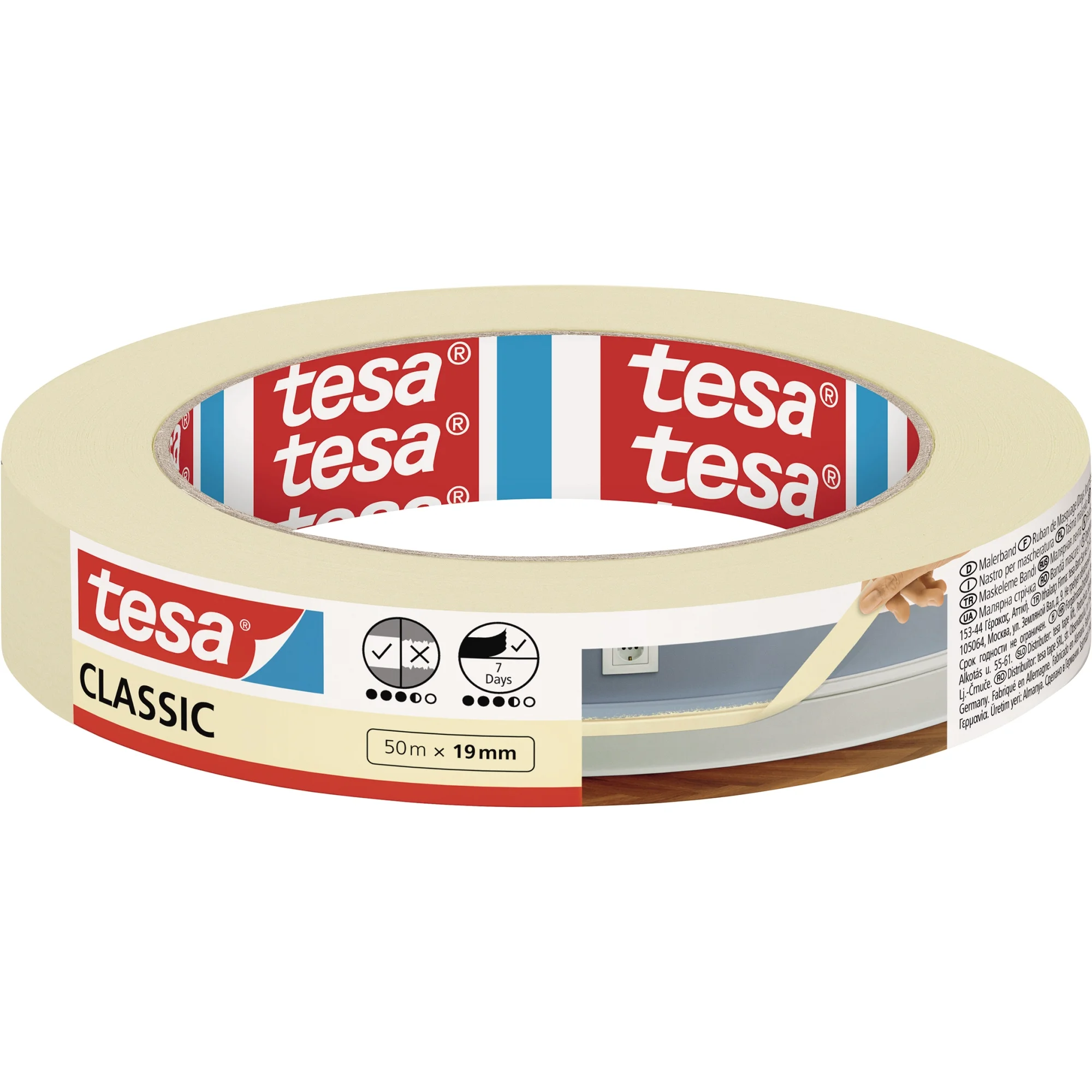 tesa Maler Krepp Classic Abdeckband, 19 mm x 50 m (EAN: 4042448502438)