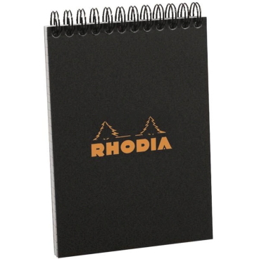 RHODIA Spiralnotizblock No. 13, DIN A6, kariert, schwarz (EAN: 3037921350096)