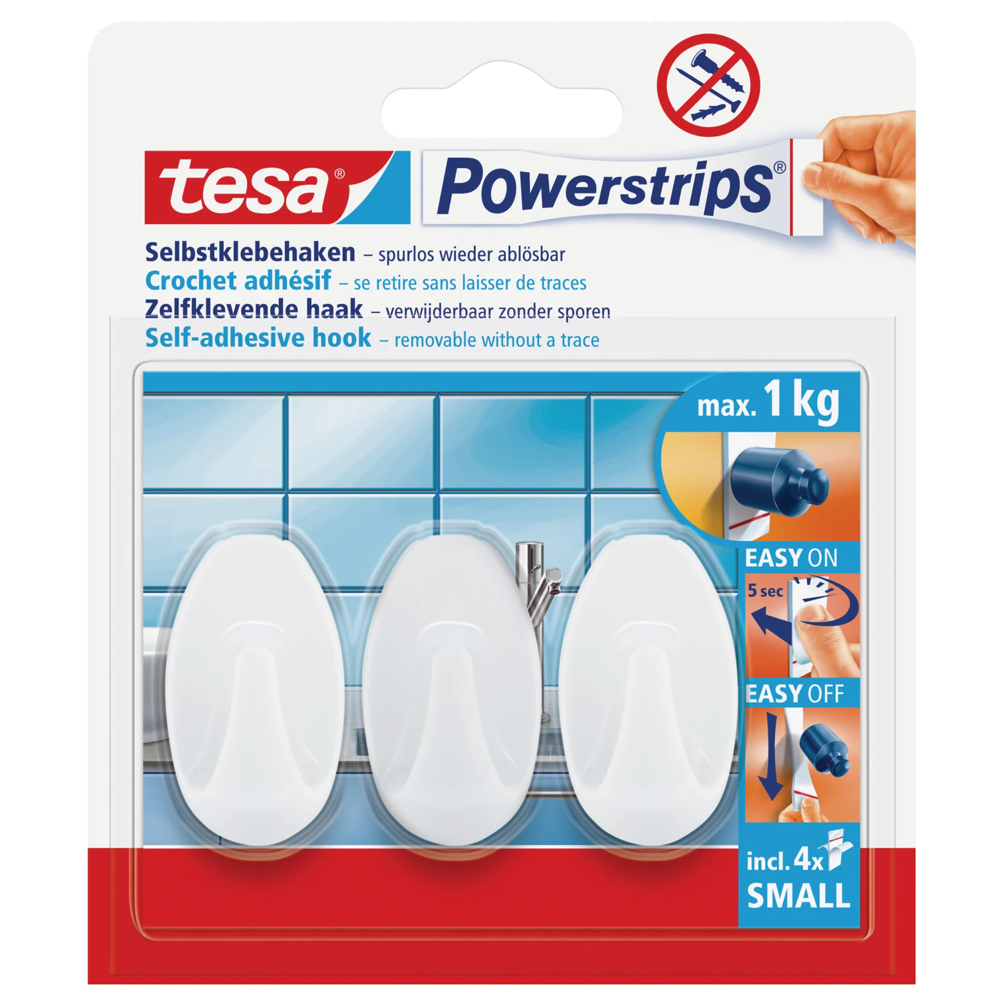 tesa Powerstrips Haken SMALL Oval, weiß (EAN: 4042448104885)
