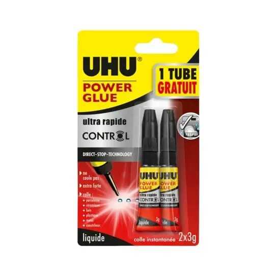 UHU Colle instantanée POWER GLUE liquide Control, 3 g (EAN: 4026700367201)