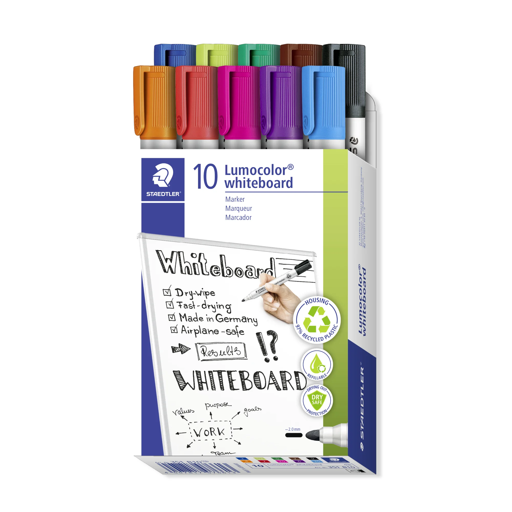 STAEDTLER Lumocolor Whiteboard-Marker 351, 10er Pack (EAN: 4007817076613)
