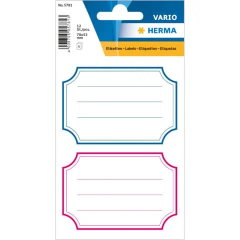 HERMA Buchetiketten, blauer/roter Rand, 78 x 53 mm (EAN: 4008705057813)