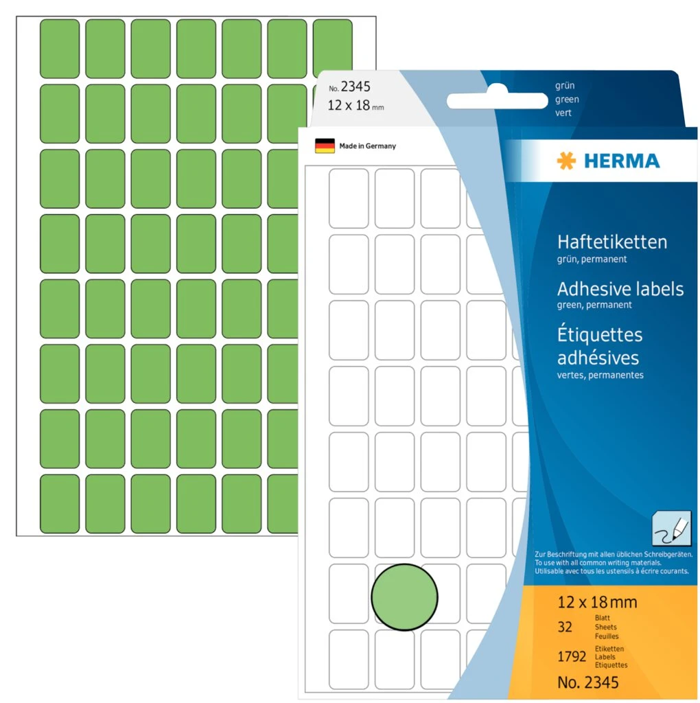 HERMA Vielzweck-Etiketten, 12 x 18 mm, grün, Großpackung (EAN: 4008705023450)