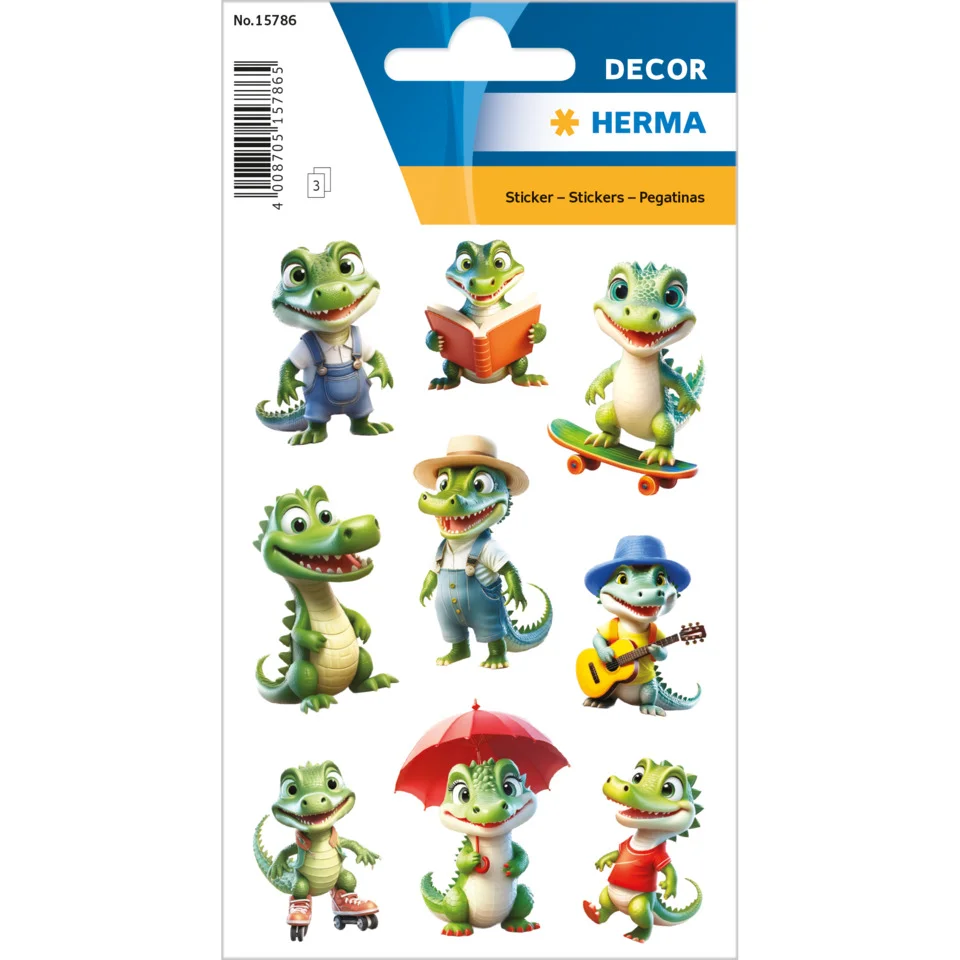 HERMA Sticker DECOR Lustige Krokodile, Papier (EAN: 4008705157865)