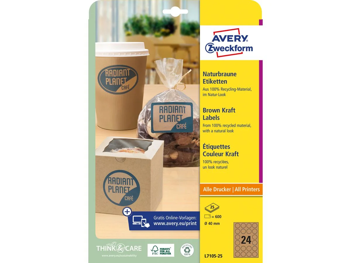 AVERY Zweckform Naturbraune Etiketten, rund, Durchm.: 40 mm (EAN: 4004182171059)