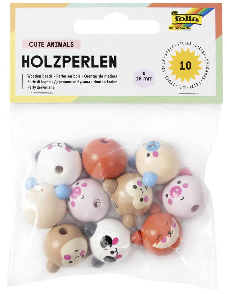 folia Holzperlen CUTE ANIMALS, rund (EAN: 4001868122657)