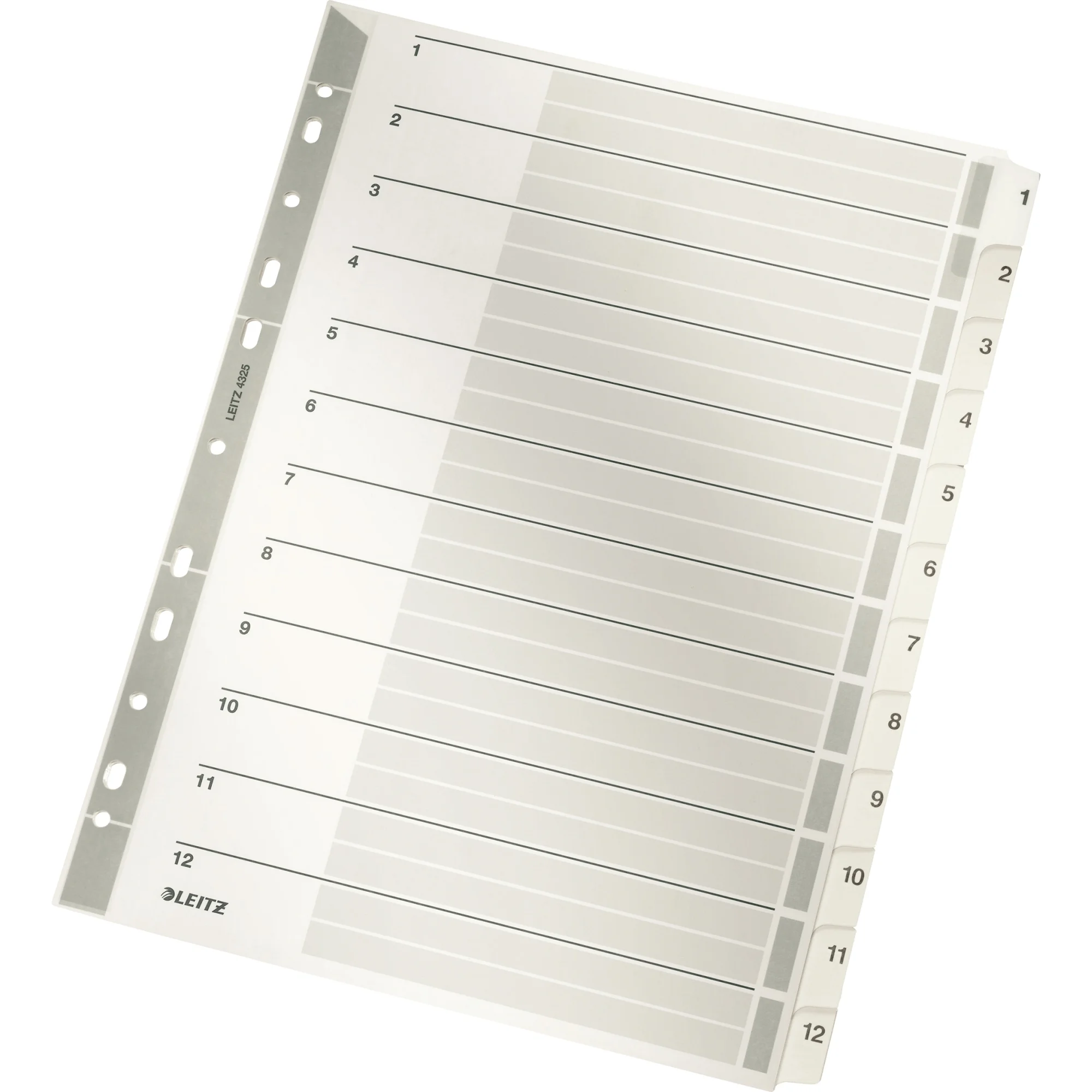 LEITZ Mylarkarton-Register, Zahlen, A4, 1-12, 12-teilig,grau (EAN: 4002432309306)