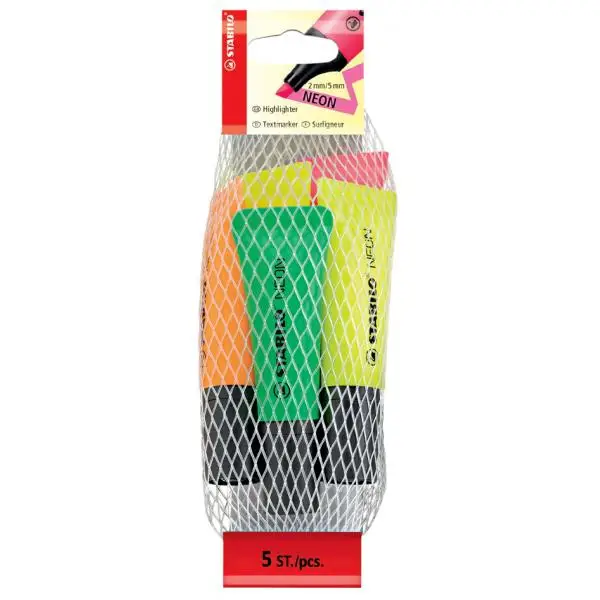 STABILO Textmarker NEON, im 5er Netz (EAN: 4006381463133)