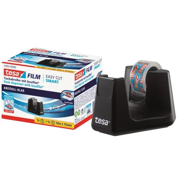 tesa Tischabroller Smart ecoLogo, bestückt, schwarz (EAN: 4042448259752)