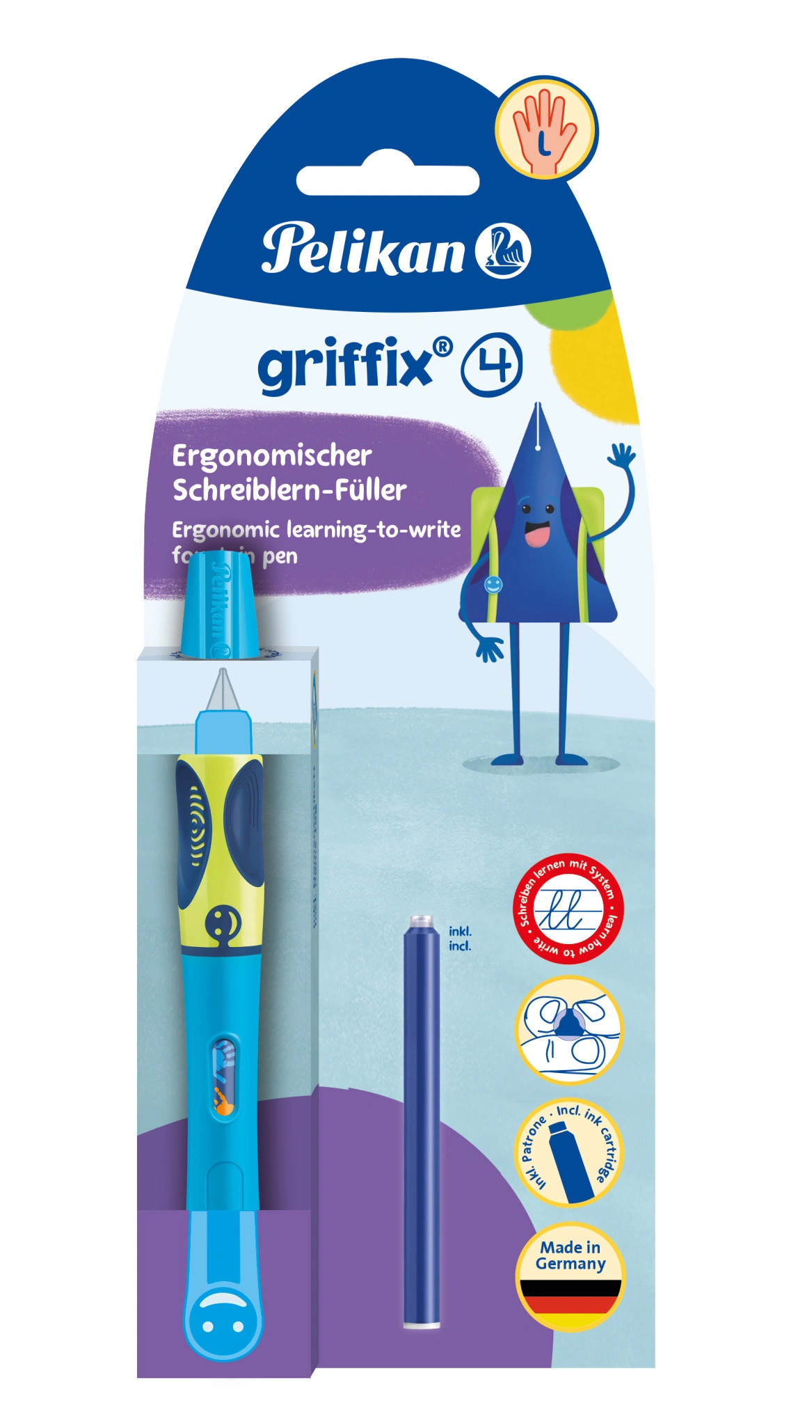 Pelikan griffix Füllhalter Neon Fresh Blue, für Linkshänder (EAN: 4012700820372)