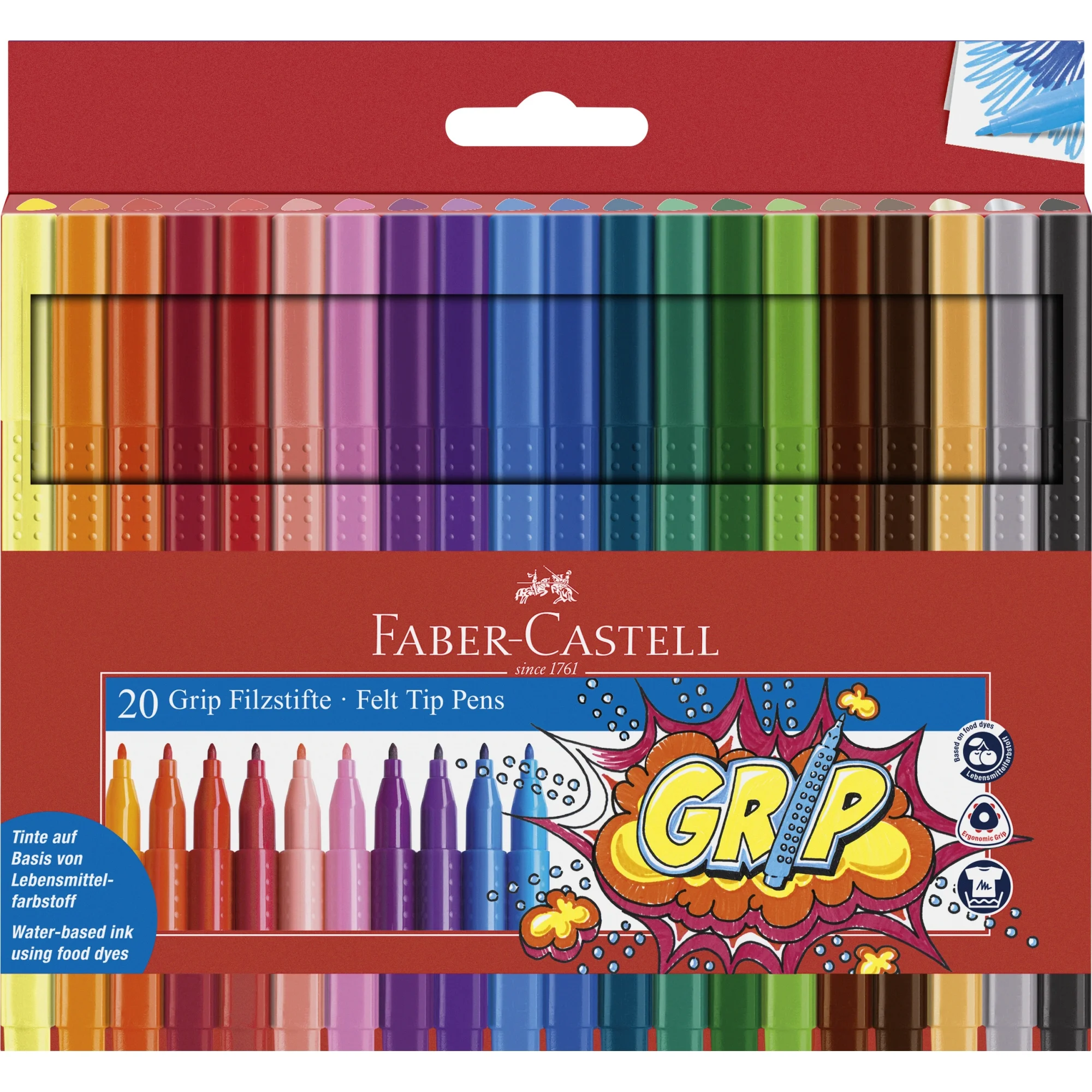 FABER-CASTELL Fasermaler GRIP, 20er Etui (EAN: 4005401553205)
