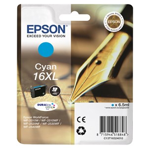 EPSON Tinte N.16XL für EPSON WorkForce 2010/2510, cyan, XL (EAN: 8715946518848)