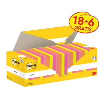 Post-it Haftnotizen notes, 76 x 76 mm, farbig, 18+6 gratis (EAN: 4064035128159)
