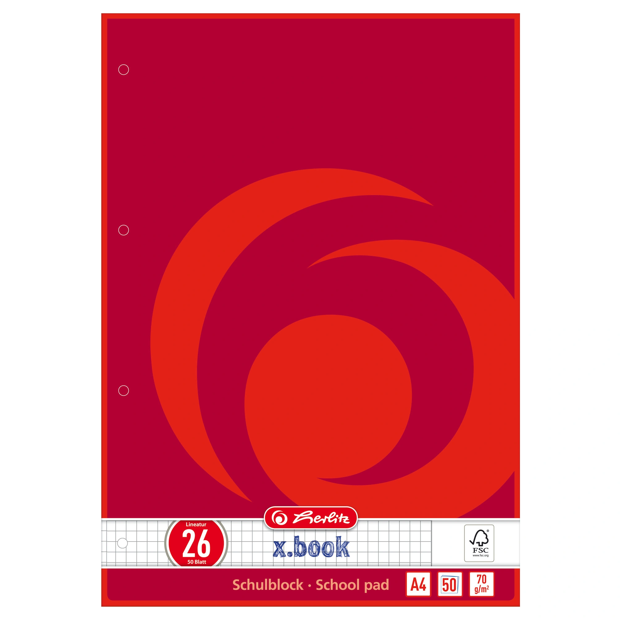 herlitz Schulblock x.book, DIN A4, Lineatur 26 / kariert (EAN: 4008110181547)