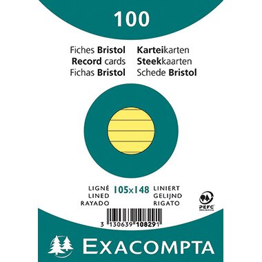 EXACOMPTA Karteikarten, DIN A6, liniert, gelb (EAN: 3130639108291)
