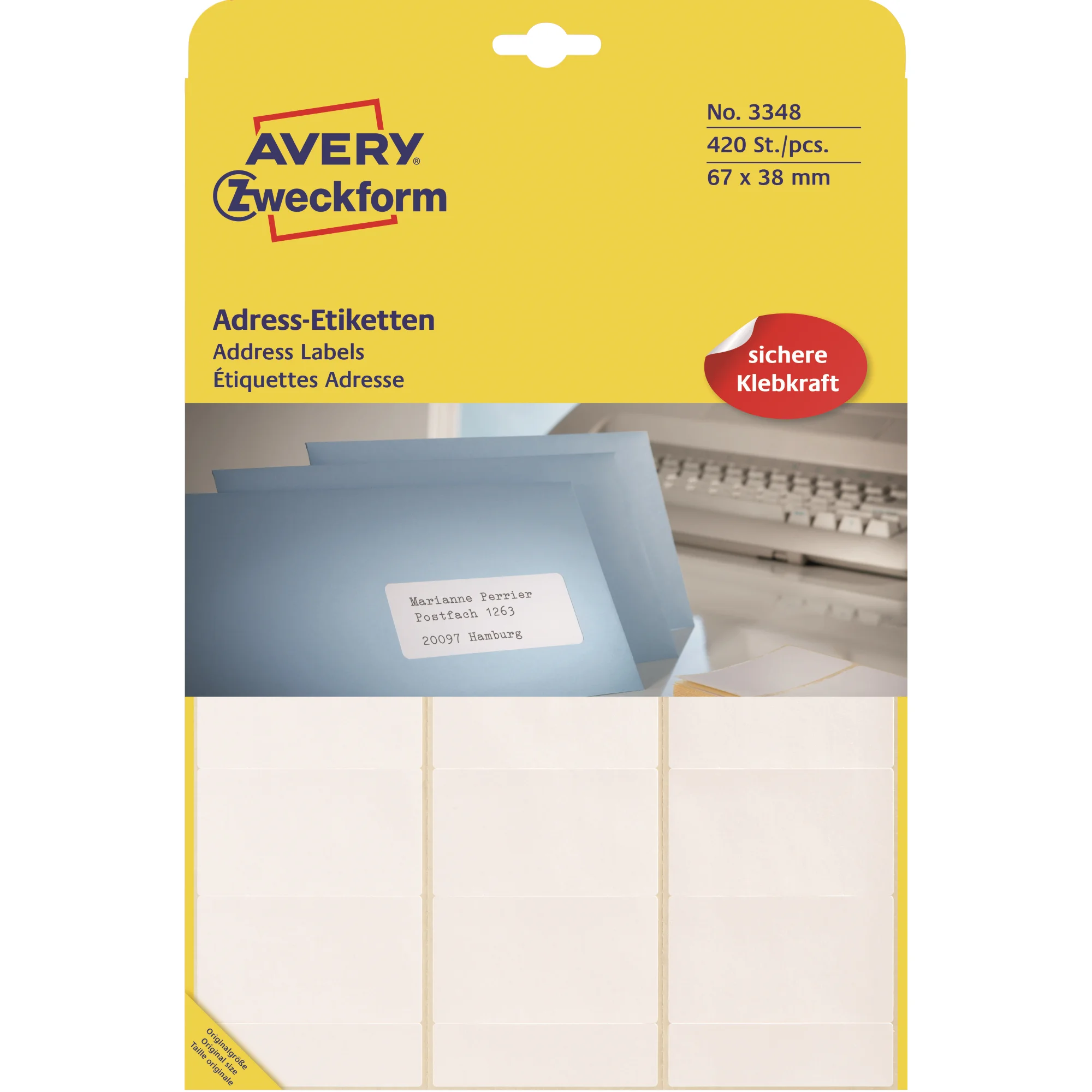 AVERY Zweckform Adress-Etiketten, 67 x 38 mm, auf Bogen (EAN: 4004182033487)