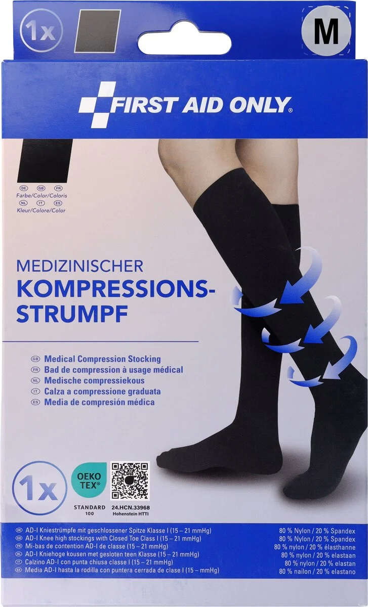FIRST AID ONLY Kompressions-Strumpf, kniehoch, M, schwarz (EAN: 4027521537255)