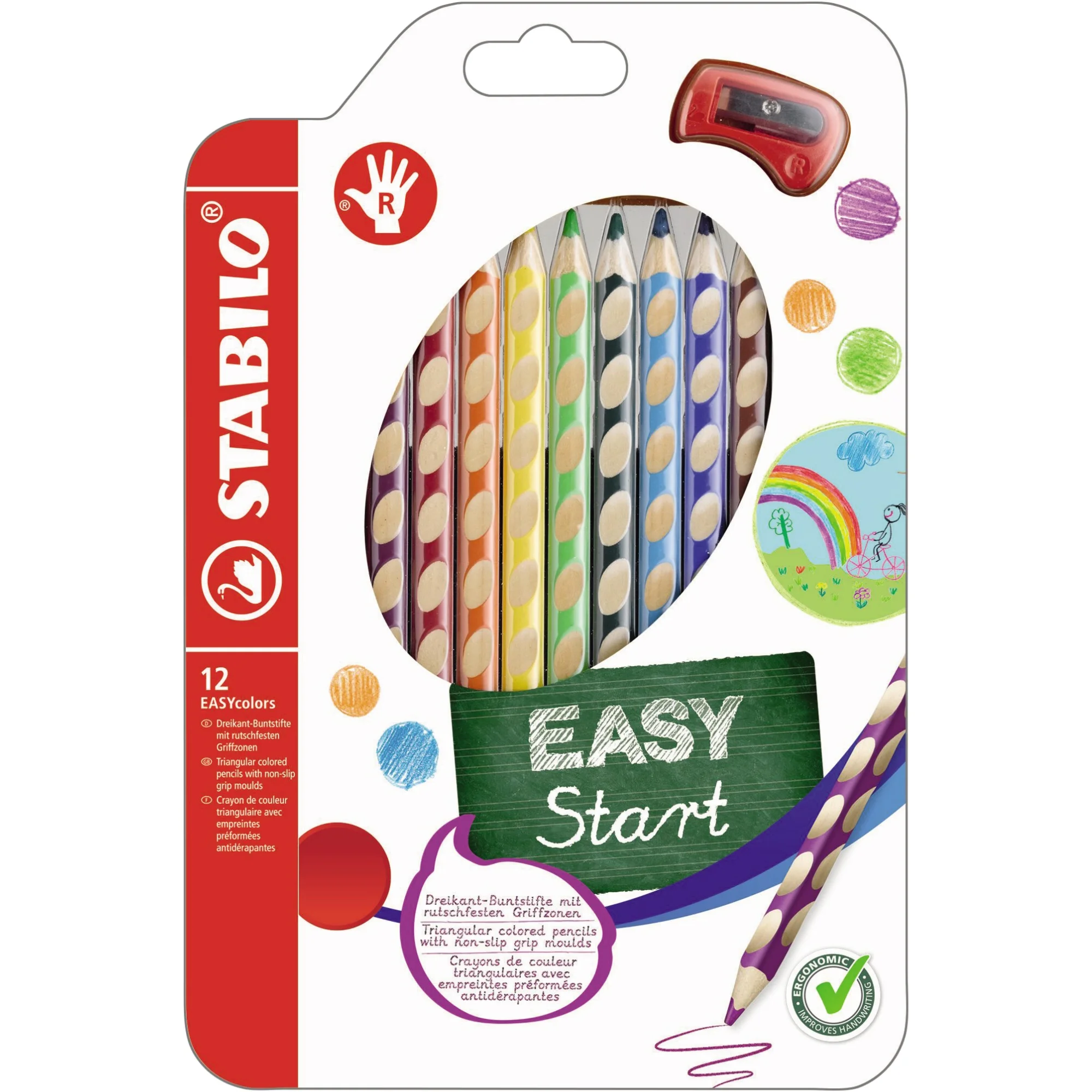 STABILO Dreikant-Buntstifte EASYcolors R, 12er Kartonetui (EAN: 4006381398732)