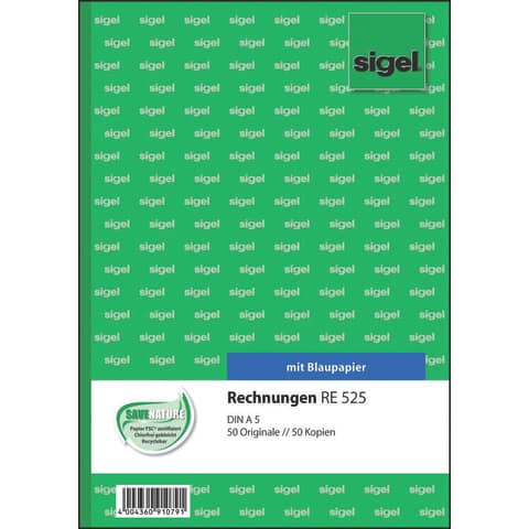 sigel Formularbuch "Rechnung", A5, 2 x 50 Blatt, Blaupapier (EAN: 4004360910791)