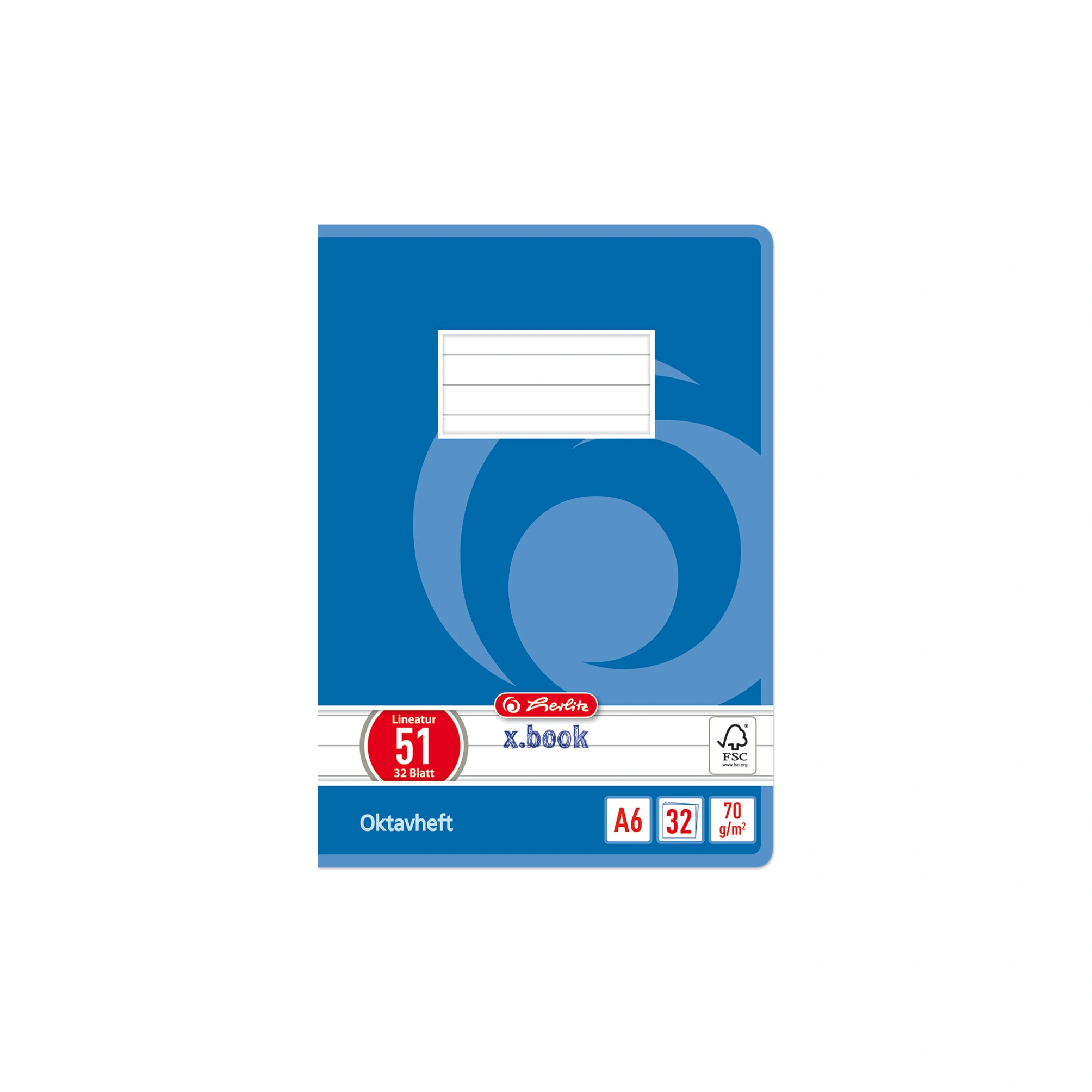 herlitz Oktavheft x.book, DIN A6, liniert, 70 g/qm, 32 Blatt (EAN: 4008110413617)